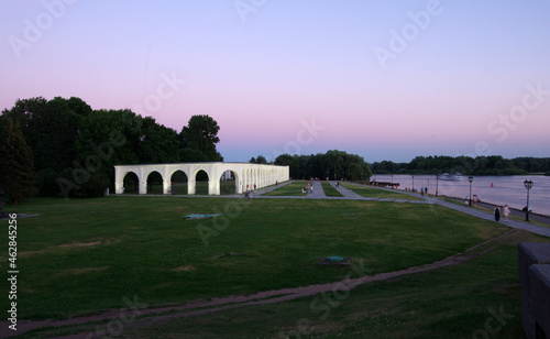 VELIKY NOVGOROD, RUSSIA - July, 2021: Yaroslav’s Court on sunset photo