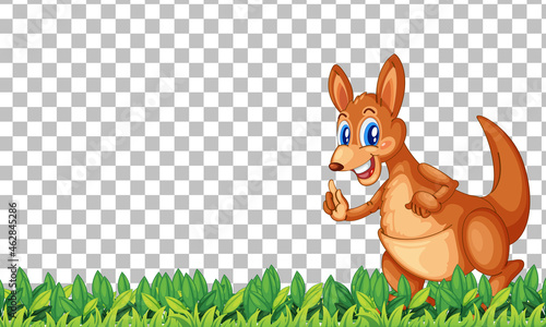 Cute kangaroo cartoon character on transparent background