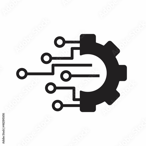 Digital technology gear flat icon concept isolated on white background