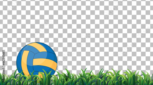 Volleyball on the grass field on transparent background