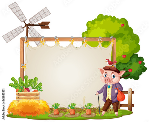 Canvas frame template in the garden scene isolated on white background