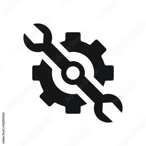 Wrench icon on white background from thin Construction collection