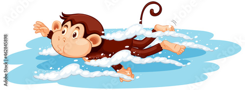 Monkey swimming cartoon character