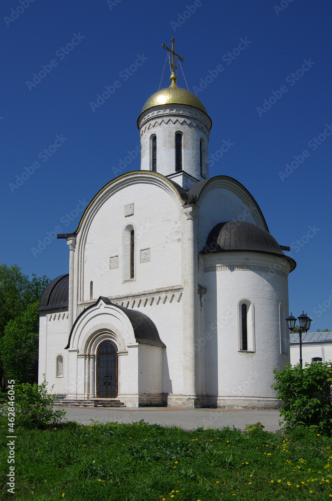 Vladimir, Russia - May, 2021: Monastery of the Nativity of the Holy Mother of God in spring sunny day. New Cathedral of the Nativity of the Virgin