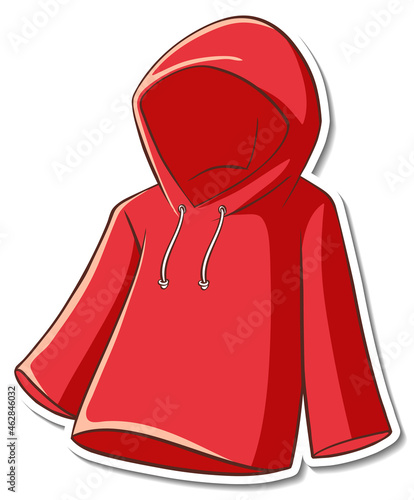 Sticker design with red hoodie isolated