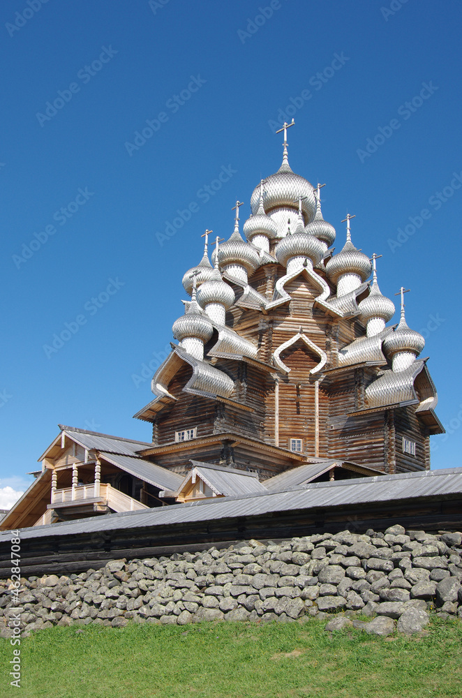 Kizhi, Karelia, Russia - July, 2021: The Church of the Transfiguration