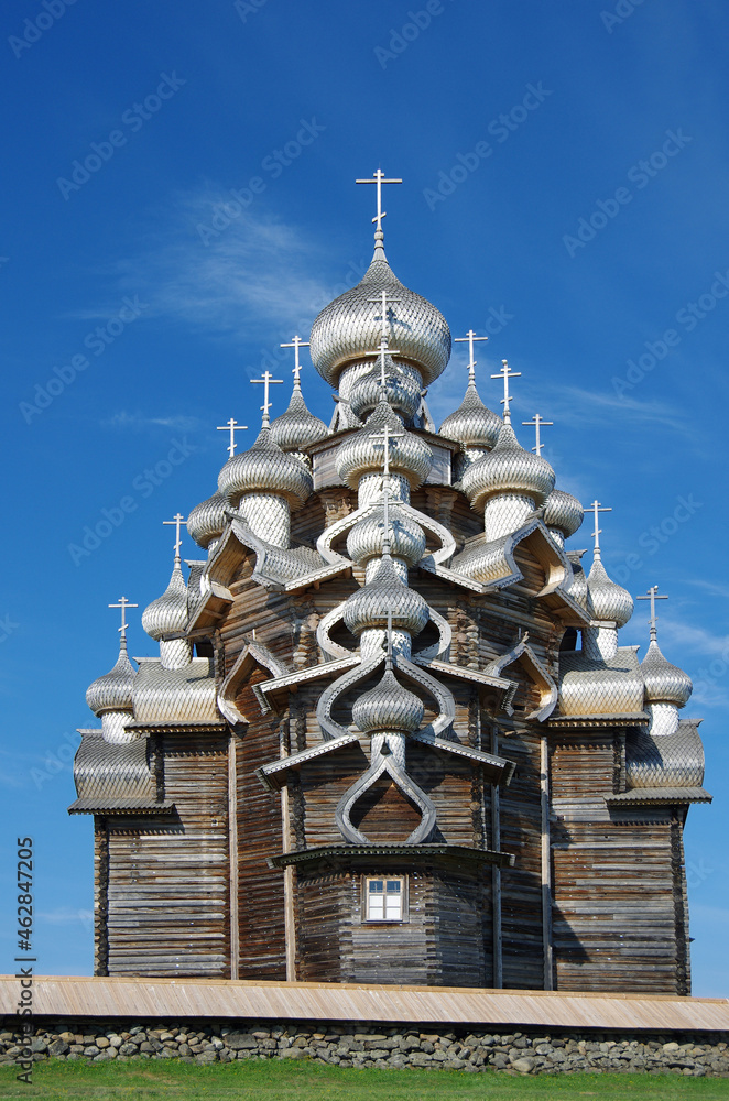 Kizhi, Karelia, Russia - July, 2021: The Church of the Transfiguration Kizhi, Karelia, Russia - July, 2021: The Church of the Transfiguration