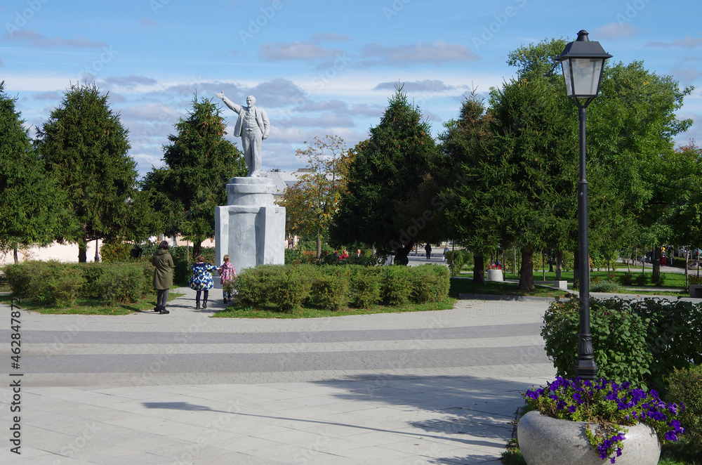 Kolomna, Russia - September, 2021: Monument to V.I.Lenin on the Square of Two Revolutions