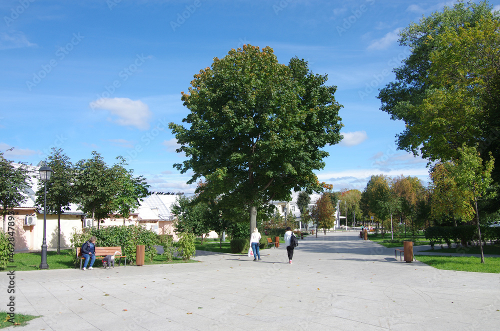 Kolomna, Russia - September, 2021: Square on the Square of Two Revolutions on a sunny autumn day Kolomna, Russia - September, 2021: Square on the Square of Two Revolutions on a sunny autumn day