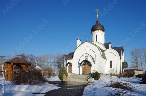 Kolomna, Russia - March, 2021: Church of the Kazan Icon of the Mother of God in the village of Raduzhny