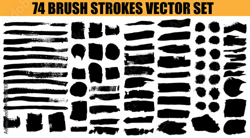 Set different grunge brush strokes. Dirty artistic design elements isolated on white background. Black ink vector brush strokes
