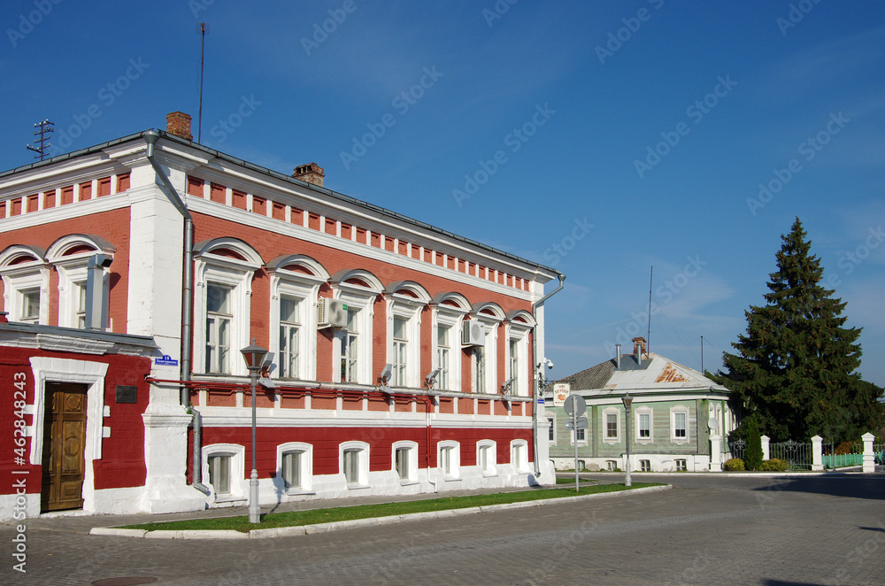 Kolomna, Russia - October, 2021: Manor of merchant Petrov on the street Lazhechnikov in Kolomna, Moscow region