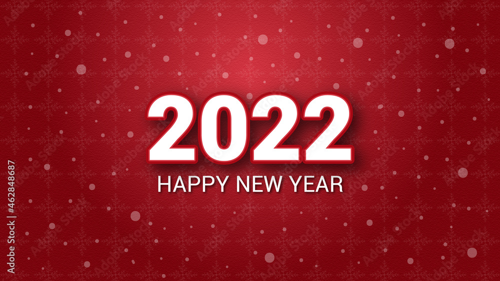 Happy new year 2022 abstract modern red color design with bokeh background