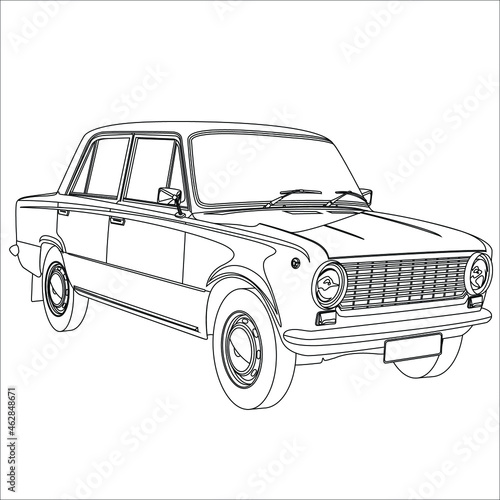 automobile retro car isolated on white background