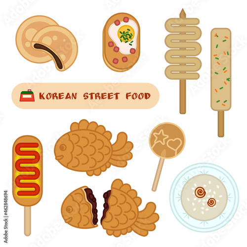 Korean street food flat illustration