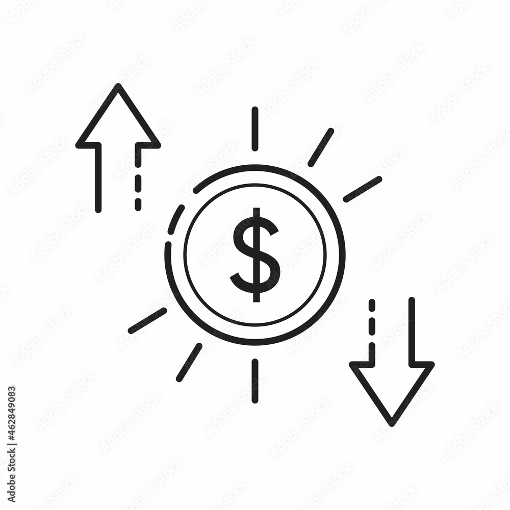 Profit and loss icon in trendy flat style. Finance symbol for your web site design Profit and loss icon in trendy flat style. Finance symbol for your web site design