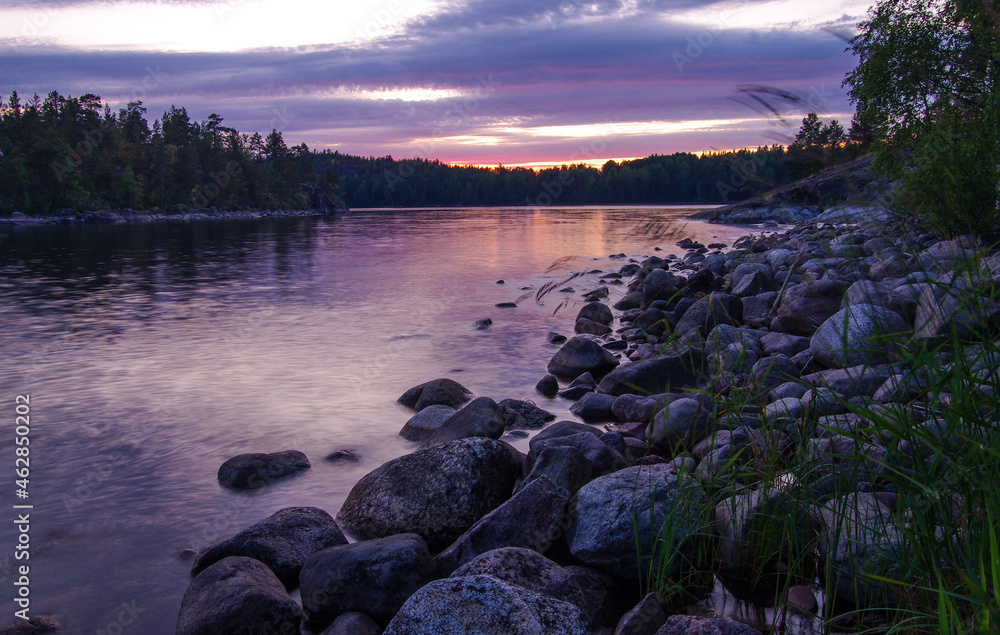 Sunset on Lake Ladoga. Ladoga Skerries, Karelia, Russia Sunset on Lake Ladoga. Ladoga Skerries, Karelia, Russia