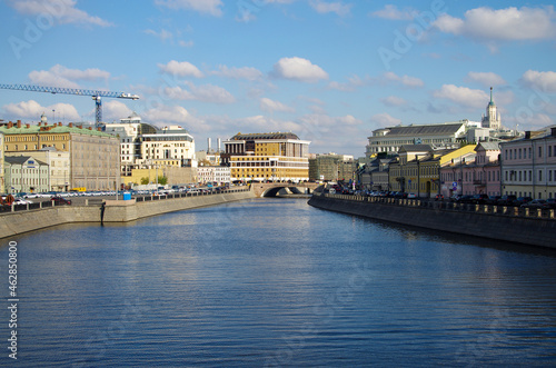 MOSCOW, RUSSIA - October, 2016: View from Luzhkov Bridge to the Vodootvodny Canal