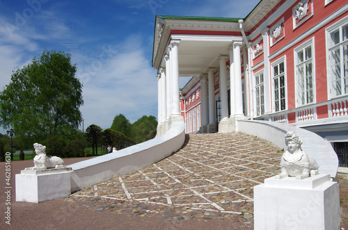 MOSCOW, RUSSIA - May, 2021: Kuskovo estate of the Sheremetev family in spring day