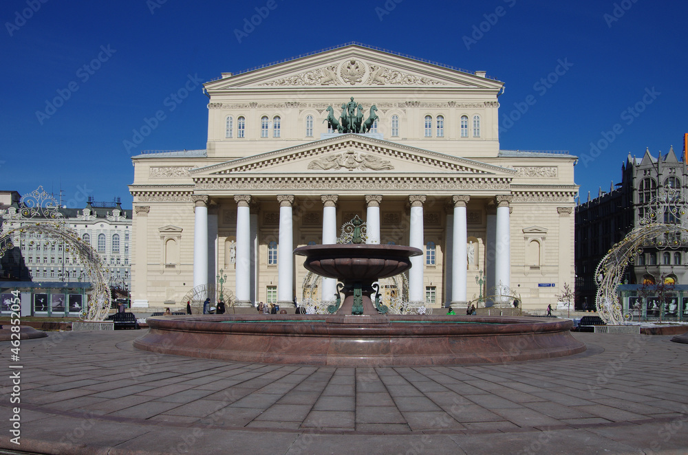 Moscow, Russia - March, 2021: Bolshoi Theatre, the main building of the theatre