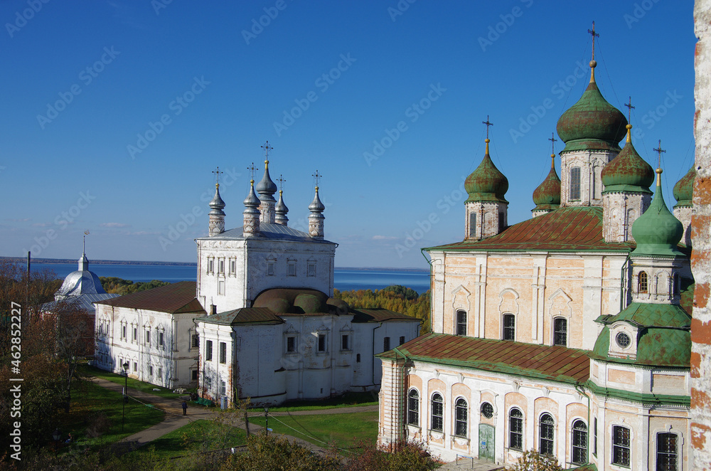 Pereyaslavl-Zalessky, Yaroslavl Oblast, Russia - October, 2021: The Goritsky Monastery of Dormition in sunny autumn day