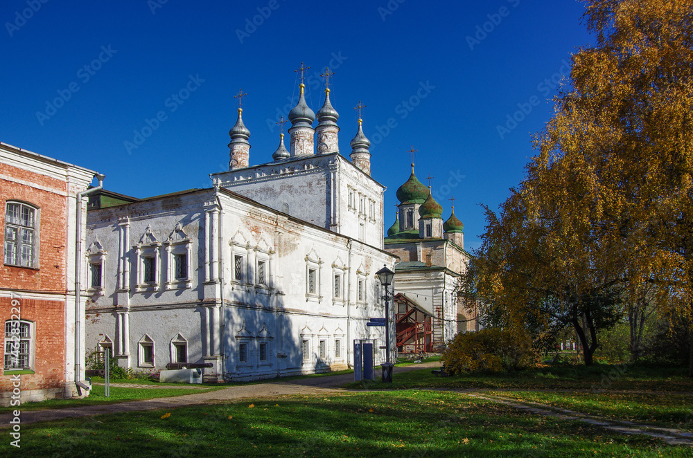 Pereyaslavl-Zalessky, Yaroslavl Oblast, Russia - October, 2021: The Goritsky Monastery of Dormition in sunny autumn day