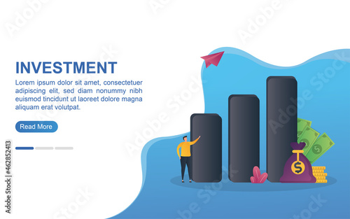 Wallpaper Mural Illustration concept of investment with a bar chart and money bag. Torontodigital.ca