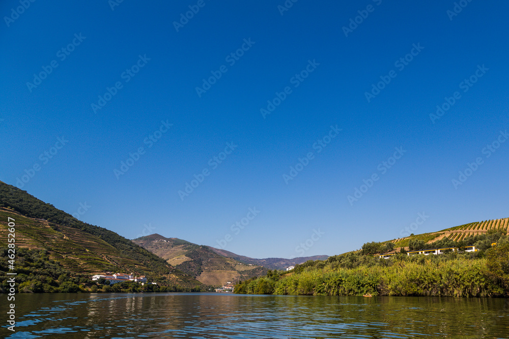 Clear blue sky over river Douro in summer Clear blue sky over river Douro in summer