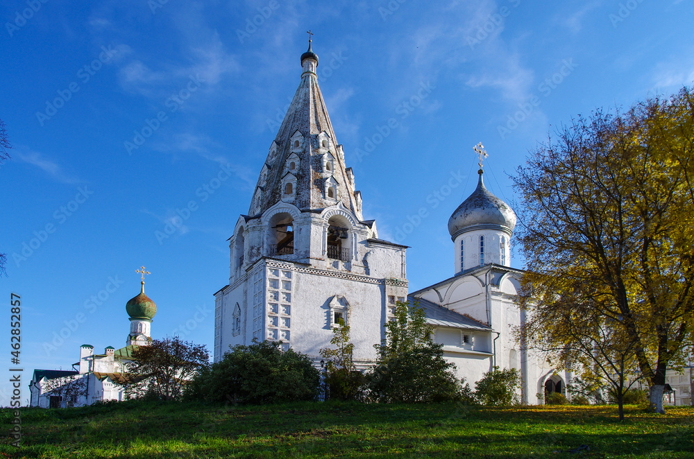 Pereyaslavl-Zalessky, Yaroslavl Oblast, Russia - October, 2021: Holy Trinity Danilov Monastery monastery in sunny autumn day