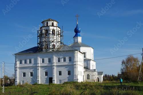 Pereyaslavl-Zalessky, Yaroslavl Oblast, Russia - October, 2021: Temple of the Icon of the Mother of God of Smolensk in sunny autumn day photo