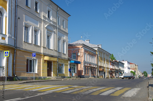 Rybinsk, Russia - May, 2021: View of the street of the city