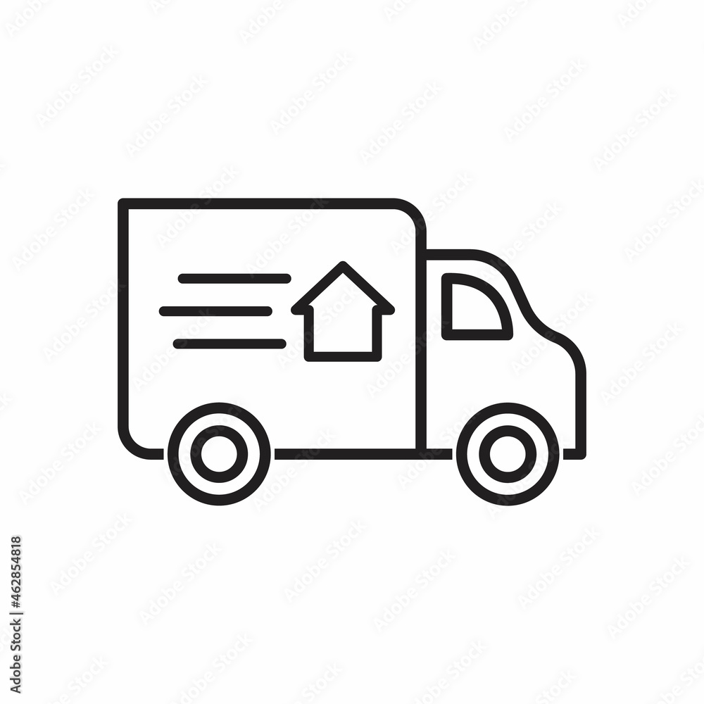 mooning truck icon. Simple thin line, outline illustration of Real Estate icons mooning truck icon. Simple thin line, outline illustration of Real Estate icons