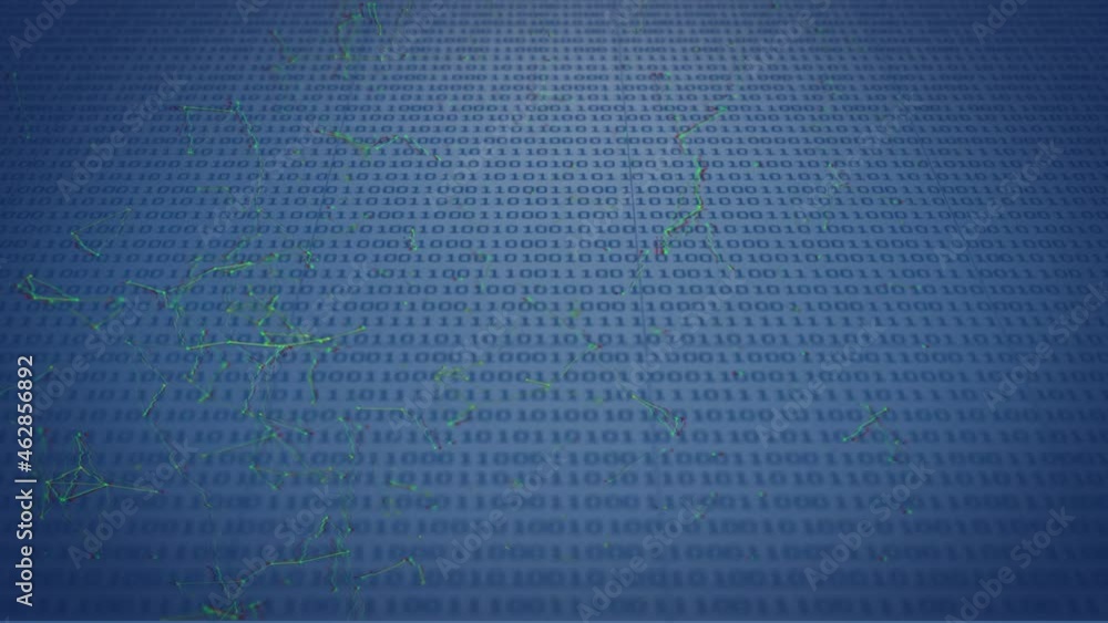 Animation of network of connection over binary coding processing Animation of network of connection over binary coding processing