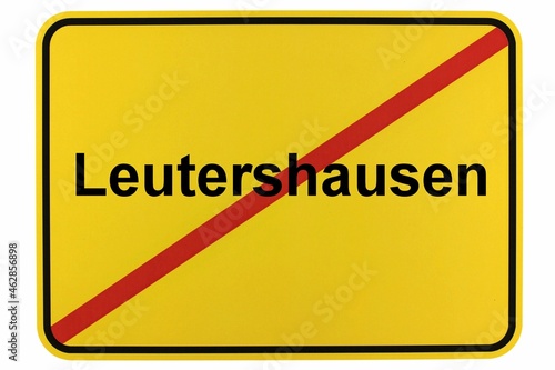 Illustration eines Stadtausgangsschildes der Stadt Leutershausen photo