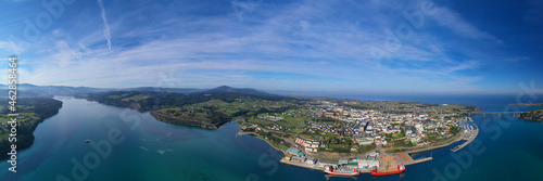 Panoramic aerial view of Ribadeo and its estuary photo