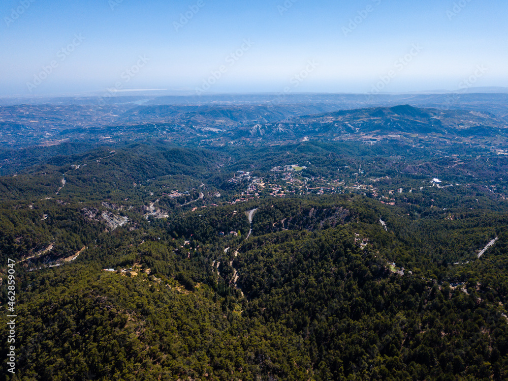 Aerial view from drone of forested rocky hills landscape Aerial view from drone of forested rocky hills landscape