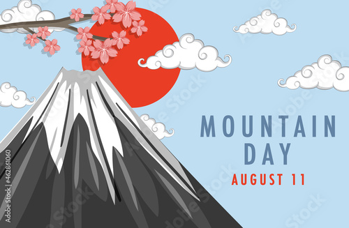 Mountain Day in Japan banner with Mount Fuji