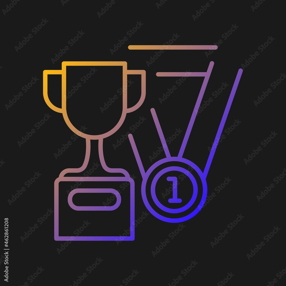 Sports talent gradient vector icon for dark theme. Athletic aptitude. Talented sportsman. Healthy lifestyle. Thin line color symbol. Modern style pictogram. Vector isolated outline drawing Sports talent gradient vector icon for dark theme. Athletic aptitude. Talented sportsman. Healthy lifestyle. Thin line color symbol. Modern style pictogram. Vector isolated outline drawing