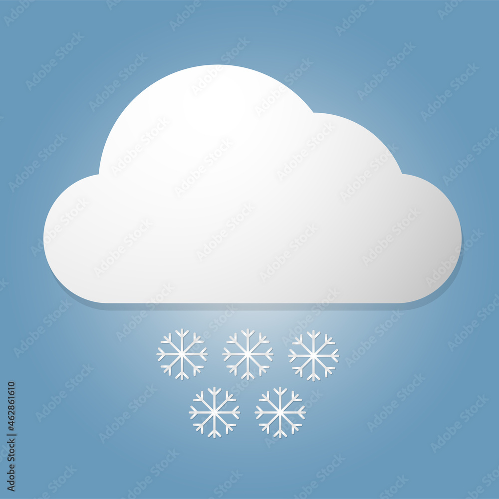 Cloud with snowflakes on blue background. Weather icon. Cloud with snowflakes on blue background. Weather icon.