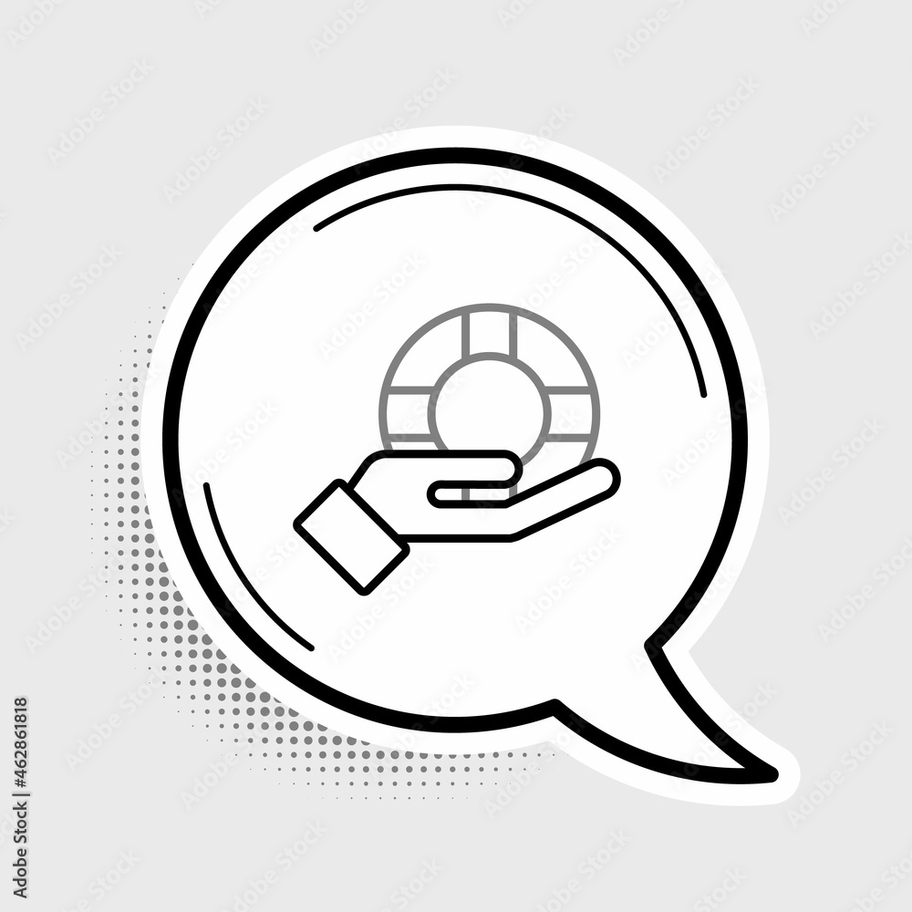 Line Lifebuoy in hand icon isolated on grey background. Lifebelt symbol. Colorful outline concept. Vector Line Lifebuoy in hand icon isolated on grey background. Lifebelt symbol. Colorful outline concept. Vector