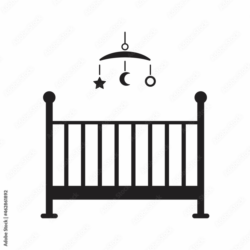 Childrens bed icon. Baby bed design. Cradle and home, nurse symbol Childrens bed icon. Baby bed design. Cradle and home, nurse symbol