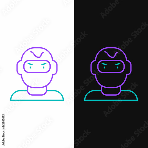 Line Thief mask icon isolated on white and black background. Bandit mask, criminal man. Colorful outline concept. Vector