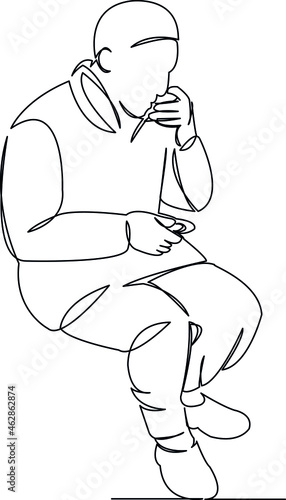 muslim man drinking tea coffee halva