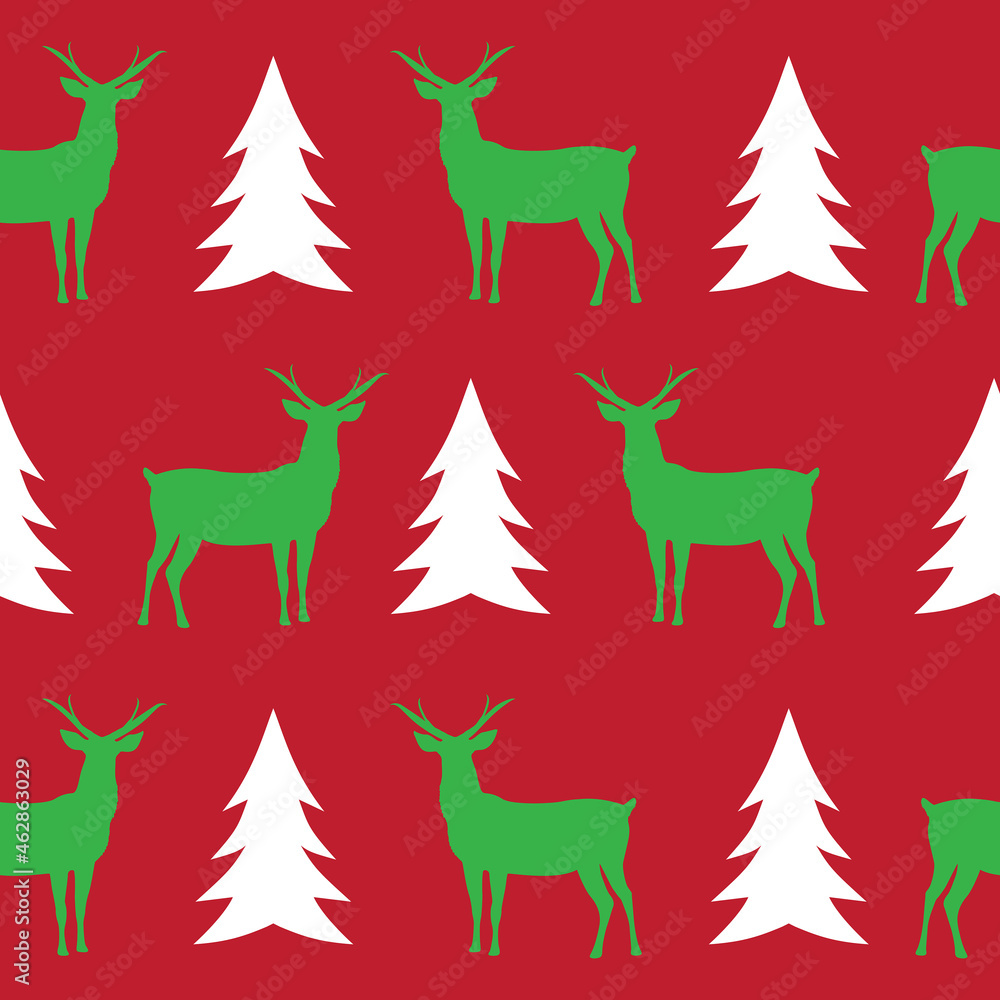 Seamless pattern deer and tree for christmas background Seamless pattern deer and tree for christmas background