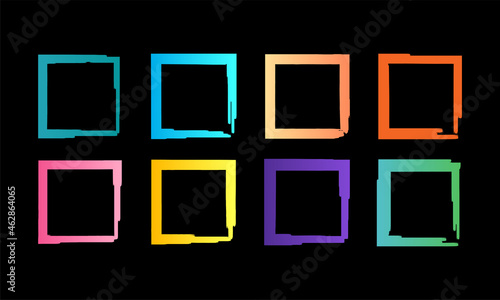 set of colorful brush stroke square element