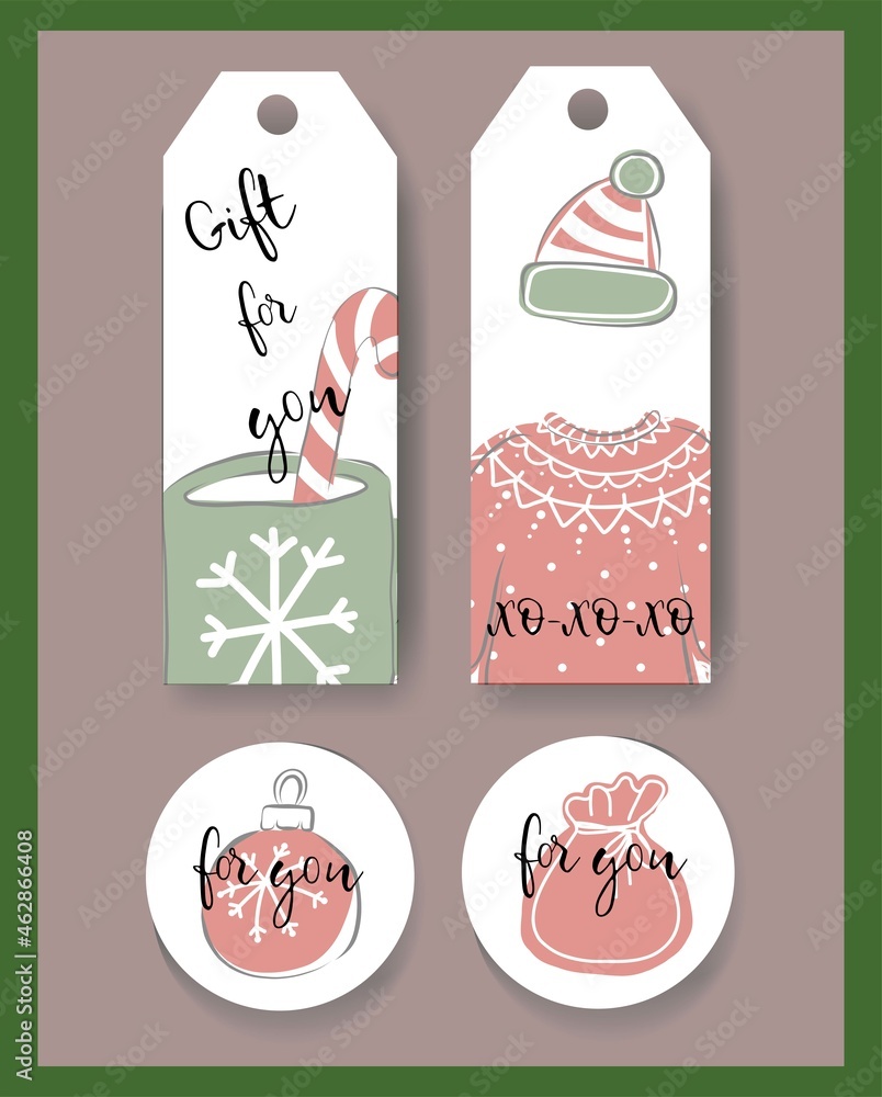 Naklejka premium christmas invitations, a tag for a gift, Cartoon.