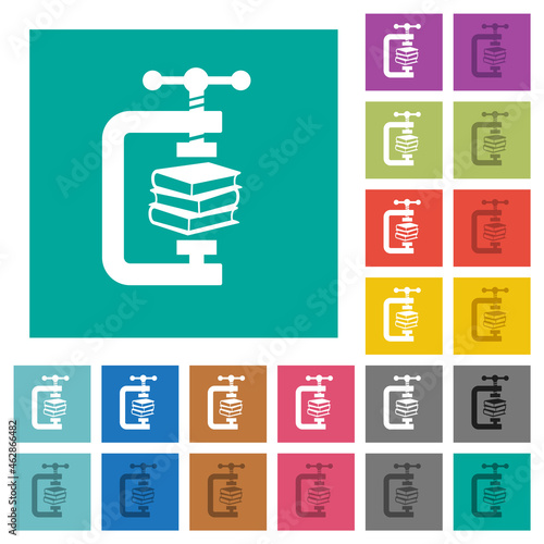 compressing books with vise clamp square flat multi colored icons