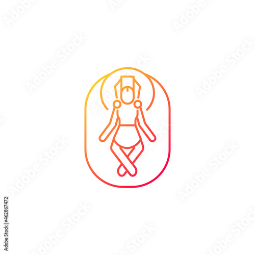 Budhanilkantha temple gradient linear vector icon. Vishnu awakening celebration. Famous stone statue in Nepal. Thin line color symbol. Modern style pictogram. Vector isolated outline drawing