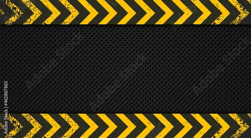 Warning background with black and yellow stripes. Caution sign for under construction project.