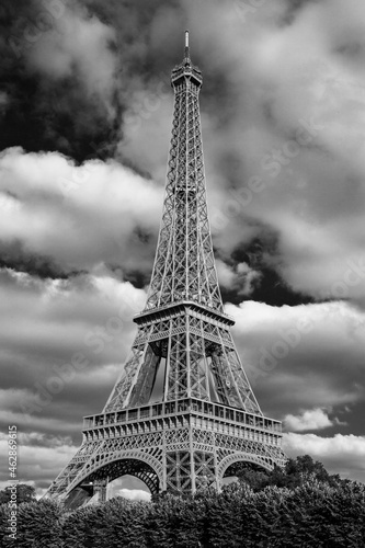 Paris, France-september  23, 2019:  The Eiffel Tower is a wrought-iron lattice tower on the Champ de Mars in Paris, France. It is named after the engineer Gustave Eiffel